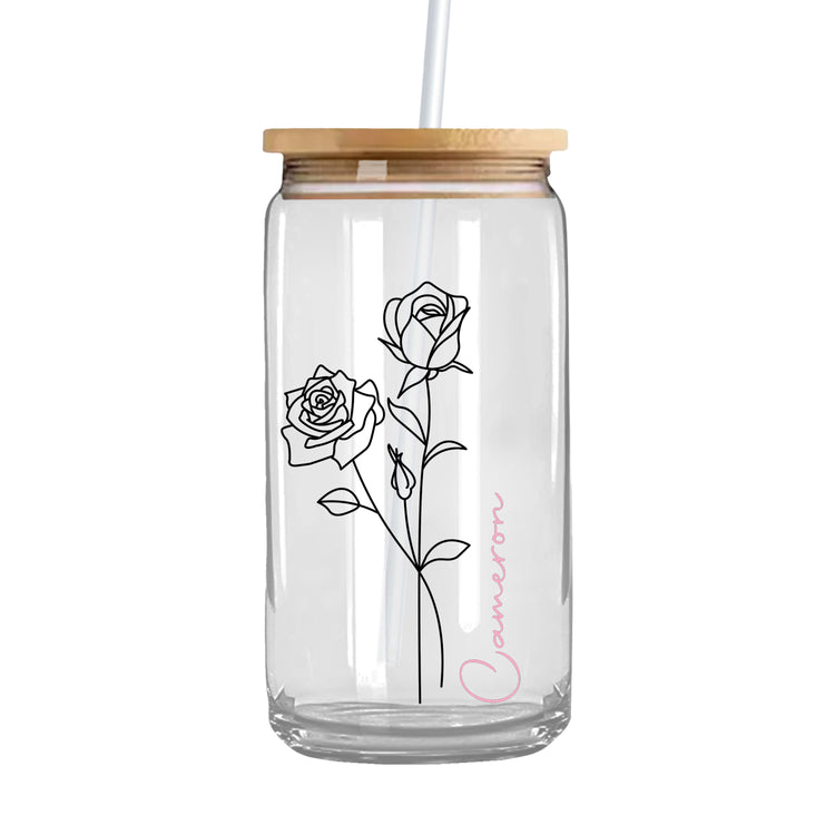 Birth Flower Month Iced Coffee Glass