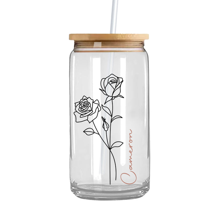 Birth Flower Month Iced Coffee Glass