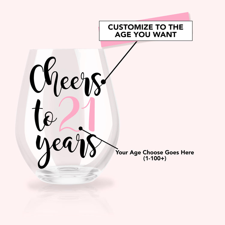 Cheers to Another Year Personalized Stemless Wine Glass