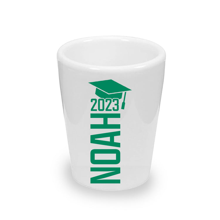 Custom College Graduation Shot Glasses (1.5 oz. Ceramic)