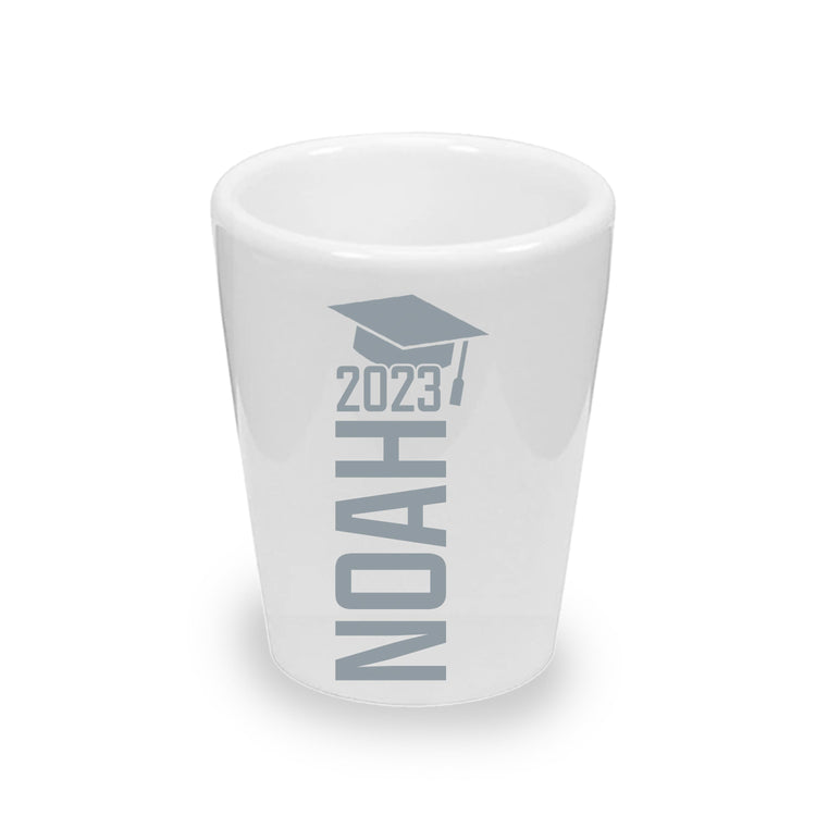 Custom College Graduation Shot Glasses (1.5 oz. Ceramic)