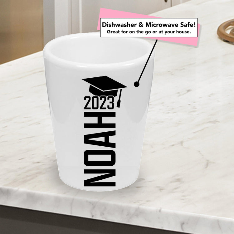 Custom College Graduation Shot Glasses (1.5 oz. Ceramic)