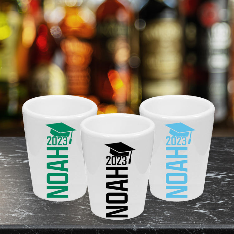 Custom College Graduation Shot Glasses (1.5 oz. Ceramic)