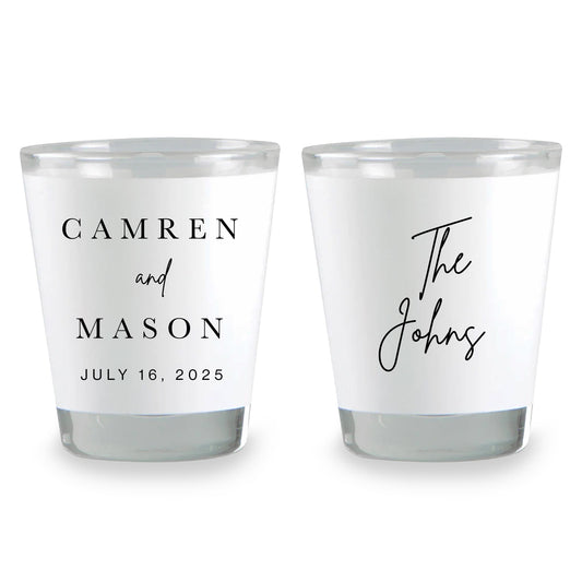 Newly Wed Shot Glasses Personalized Wedding Favors