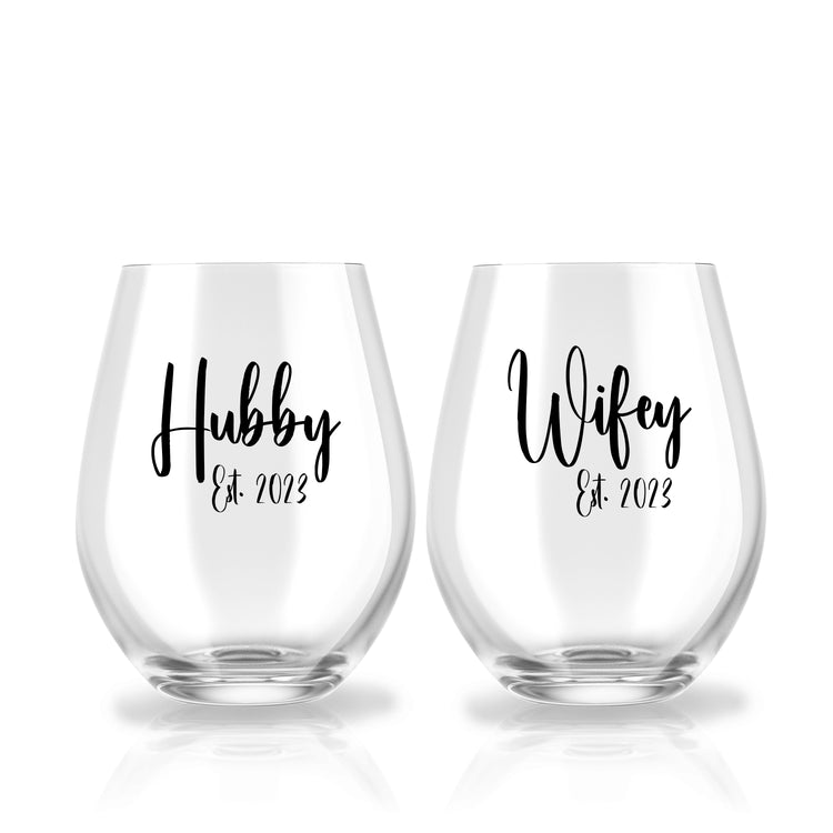 Wife & Hubby Est. Glass Set