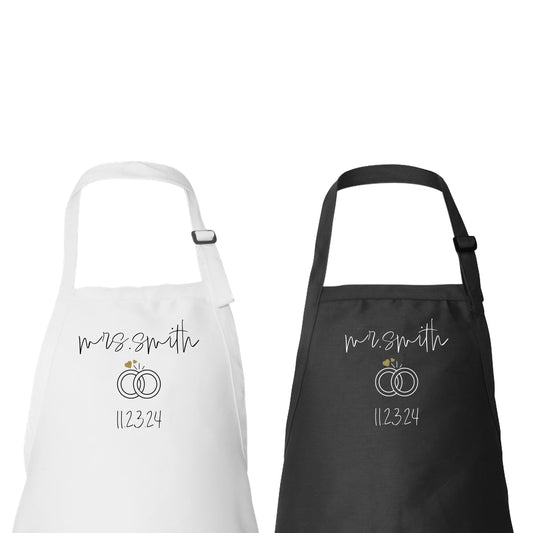 Mr and Mrs Matching Apron Set for Married Couple