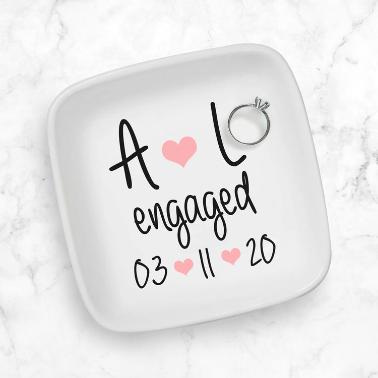 Personalized Jewelry Dish for Newly Engaged Couples