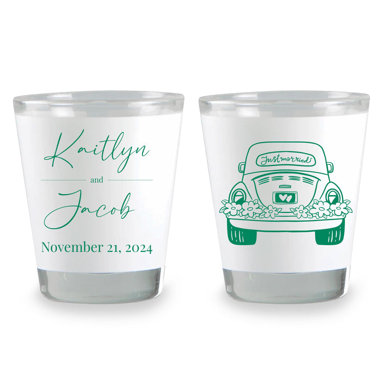 Just Married 1.5 oz. Shot Glasses Custom Wedding Favors