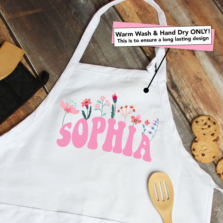 Flower & Names Kids Personalized Apron