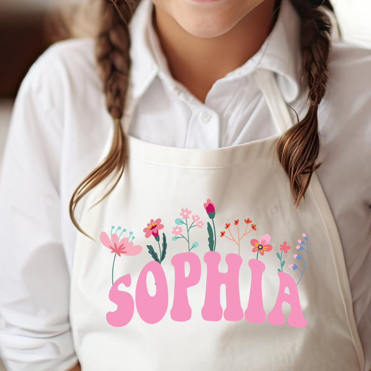 Flower & Names Kids Personalized Apron