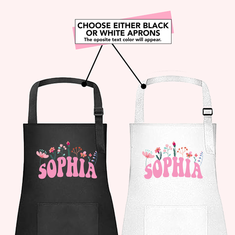 Flower & Names Kids Personalized Apron