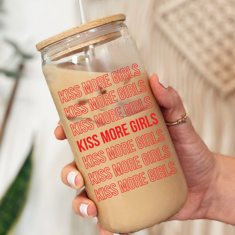 Kiss More Girls Glass Can