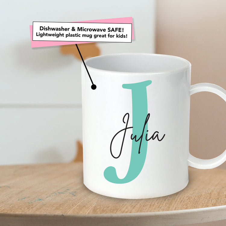 Monogramed Unbreakable Plastic Kids Mug