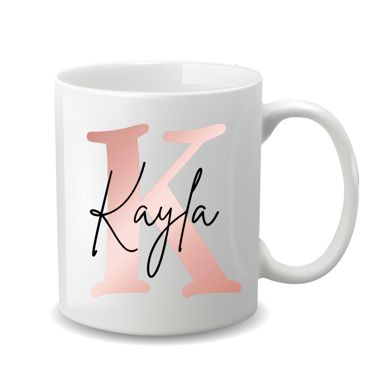 Ceramic Mug for Her with Name and Monogrammed Initial