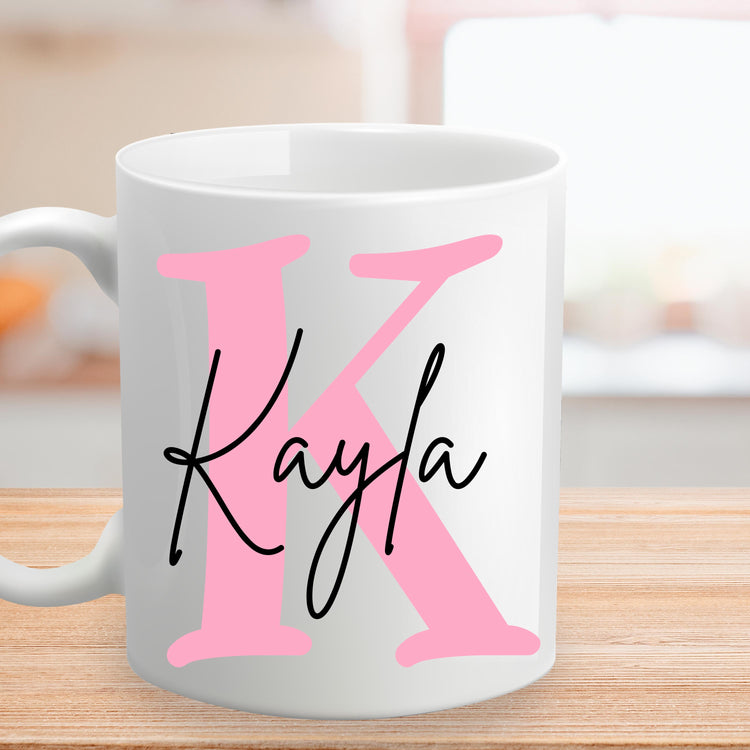 Ceramic Mug for Her with Name and Monogrammed Initial