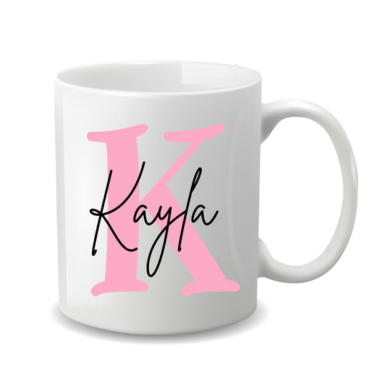 Ceramic Mug for Her with Name and Monogrammed Initial