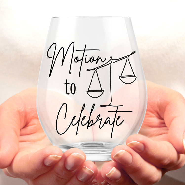 Motion to Celebrate Stemless Wine Glass