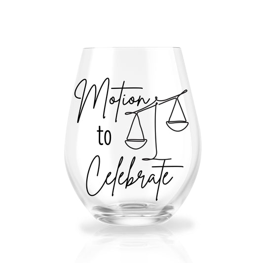 Motion to Celebrate Stemless Wine Glass