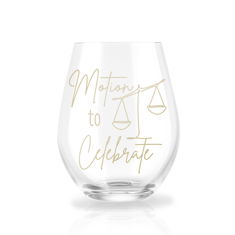 Motion to Celebrate Stemless Wine Glass