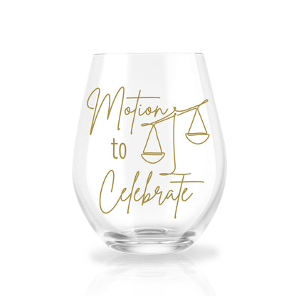 Motion to Celebrate Stemless Wine Glass