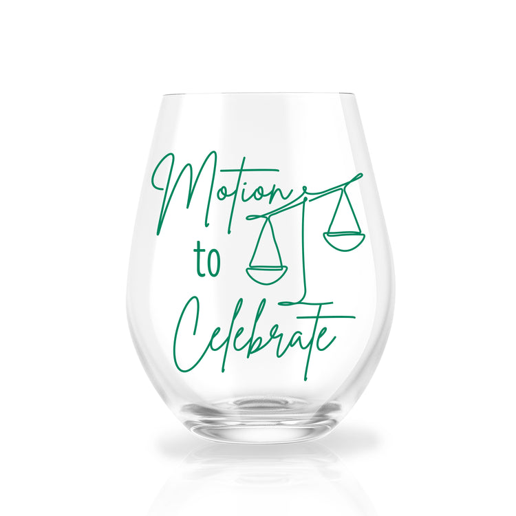 Motion to Celebrate Stemless Wine Glass