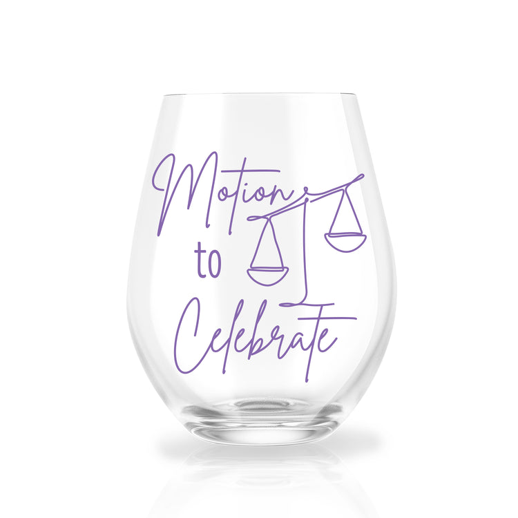 Motion to Celebrate Stemless Wine Glass