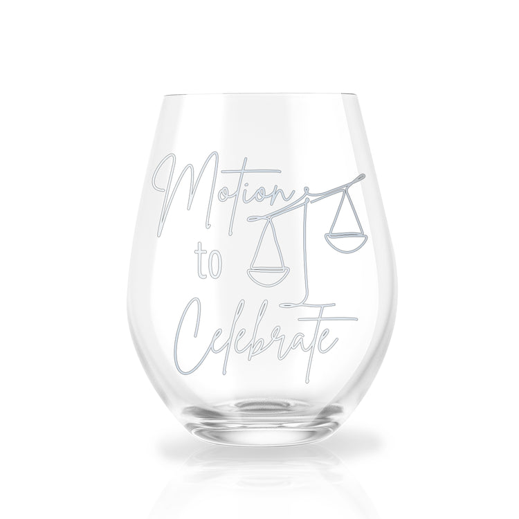 Motion to Celebrate Stemless Wine Glass