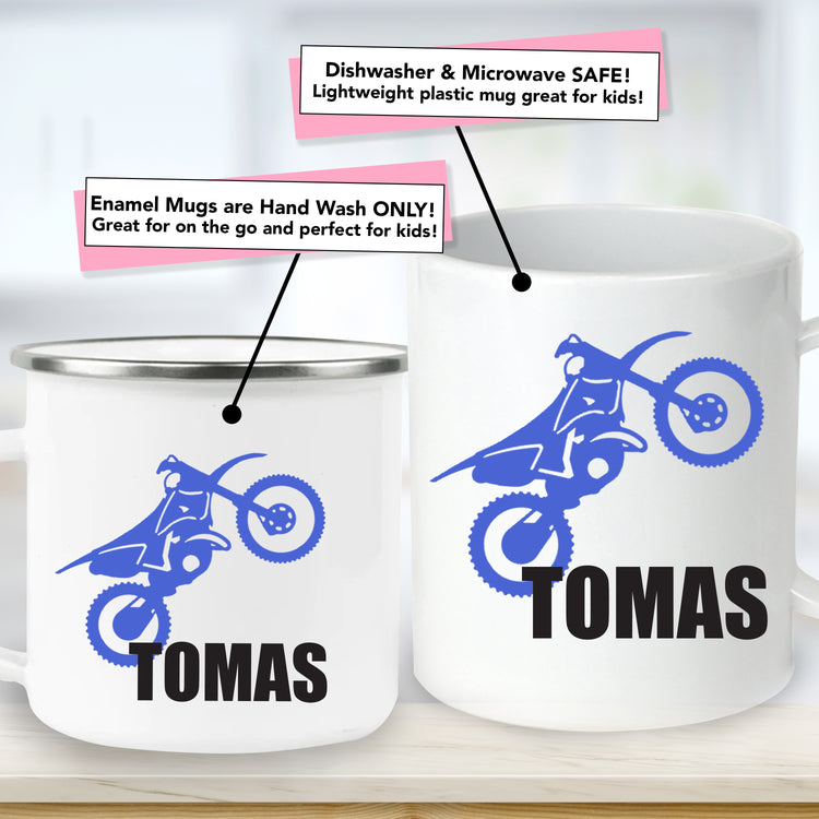 Unbreakable Kids Mug - Personalized with Name and Motorcycle