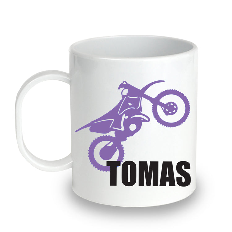 Unbreakable Kids Mug - Personalized with Name and Motorcycle