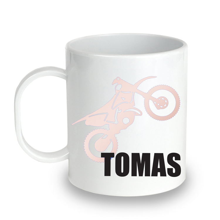 Unbreakable Kids Mug - Personalized with Name and Motorcycle