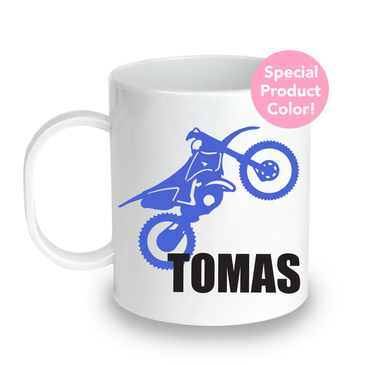 Unbreakable Kids Mug - Personalized with Name and Motorcycle