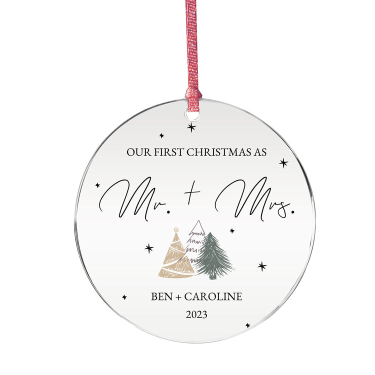 Our First Christmas as Mr & Mrs Personalized Ornament for Christmas Tree