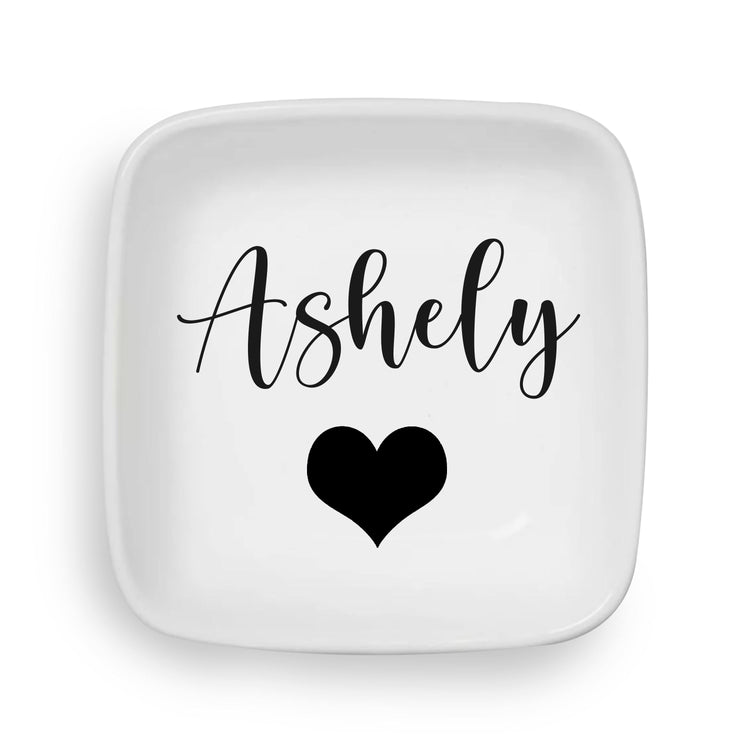 Personalized Ring Dish with Heart and Name