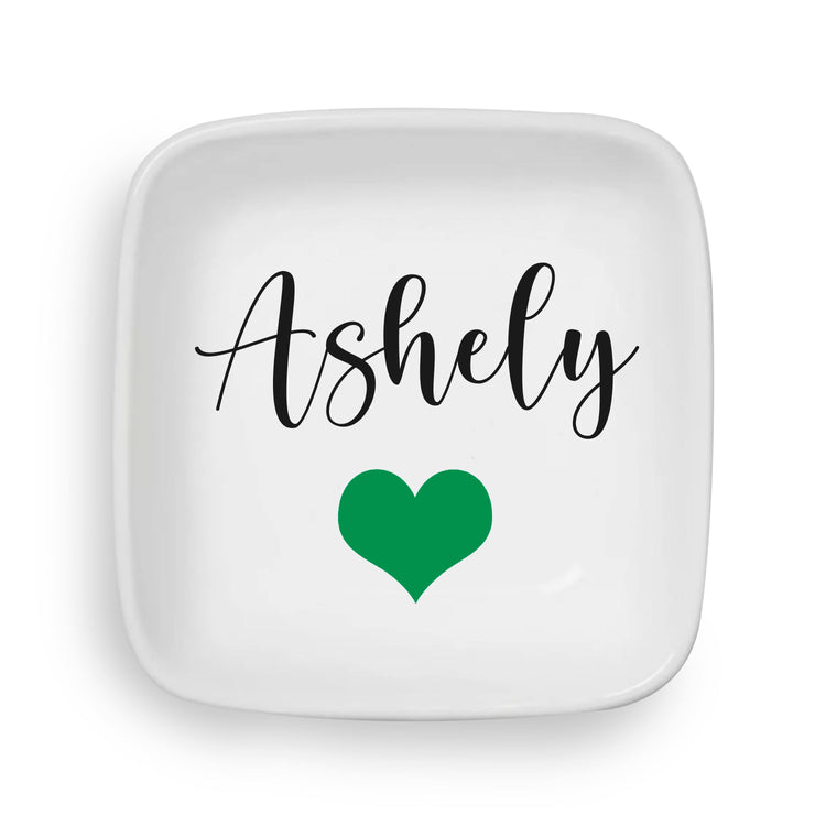 Personalized Ring Dish with Heart and Name