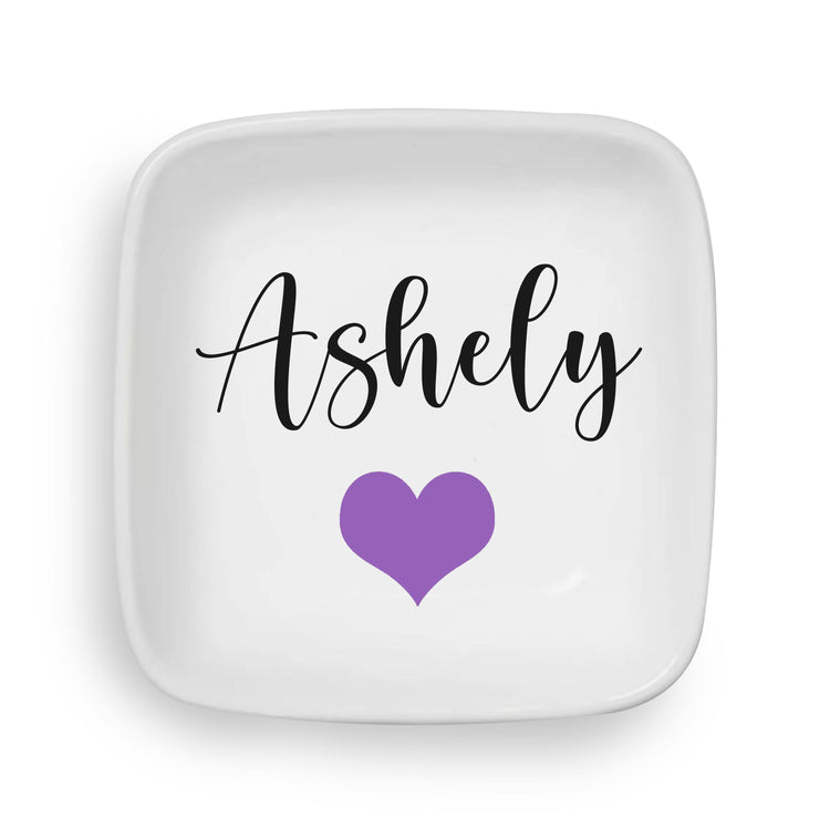 Personalized Ring Dish with Heart and Name