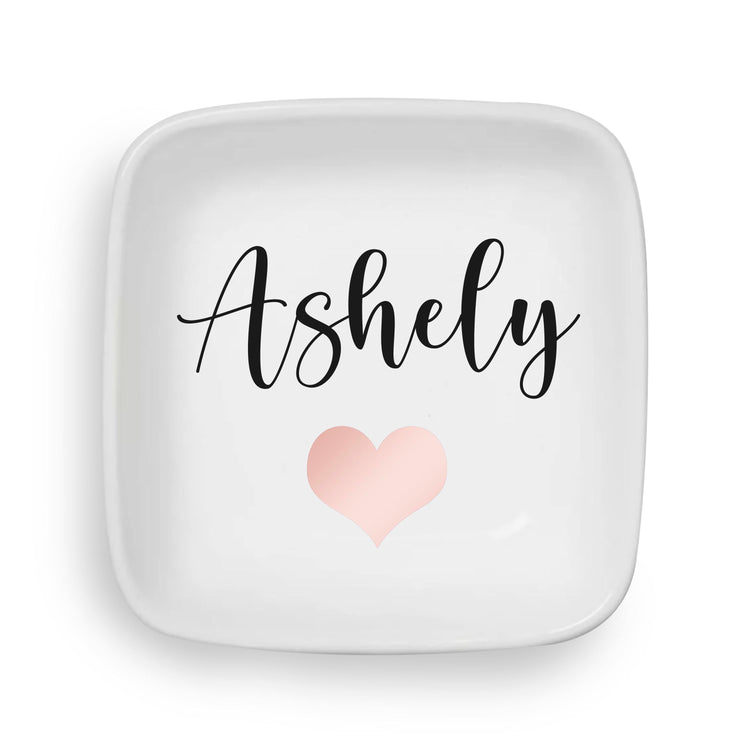 Personalized Ring Dish with Heart and Name