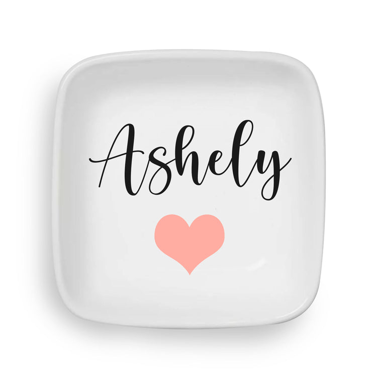 Personalized Ring Dish with Heart and Name