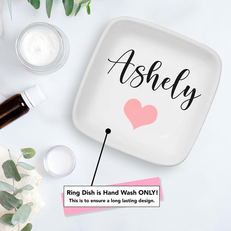 Personalized Ring Dish with Heart and Name