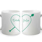 Ceramic Mug Set for Boyfriend or Girlfriend - Personalized Names and Heart