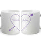 Ceramic Mug Set for Boyfriend or Girlfriend - Personalized Names and Heart