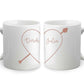 Ceramic Mug Set for Boyfriend or Girlfriend - Personalized Names and Heart