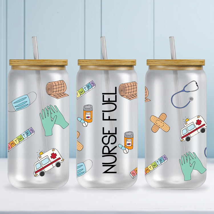 Nurse Fuel Iced Coffee Glass Tumbler