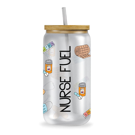 Nurse Fuel Iced Coffee Glass Tumbler