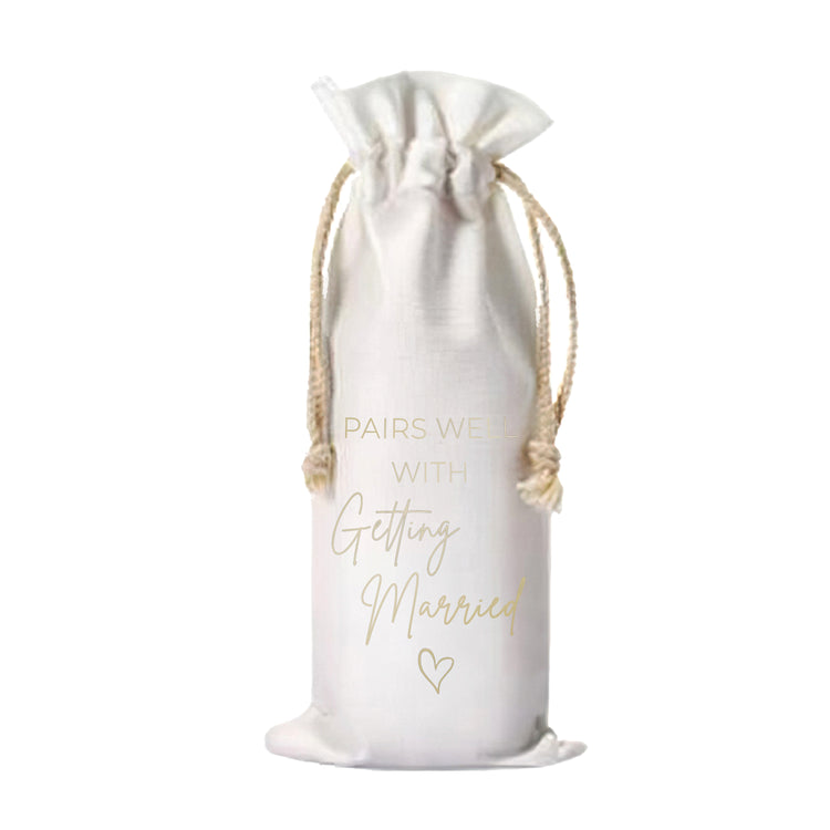 Pairs Well with Getting Married Canvas Wine Bottle Bag