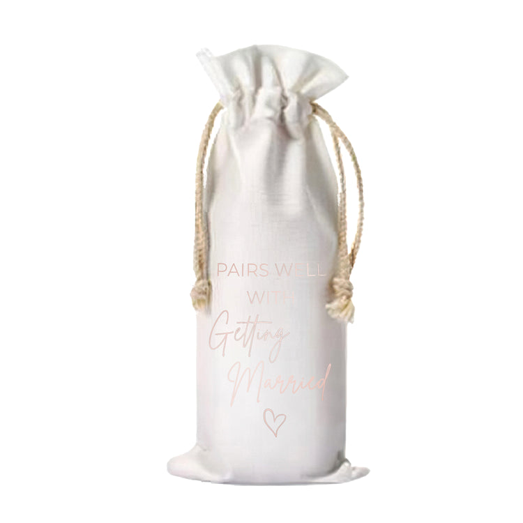 Pairs Well with Getting Married Canvas Wine Bottle Bag