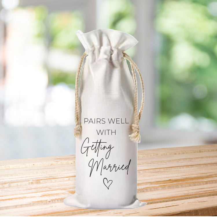 Pairs Well with Getting Married Canvas Wine Bottle Bag