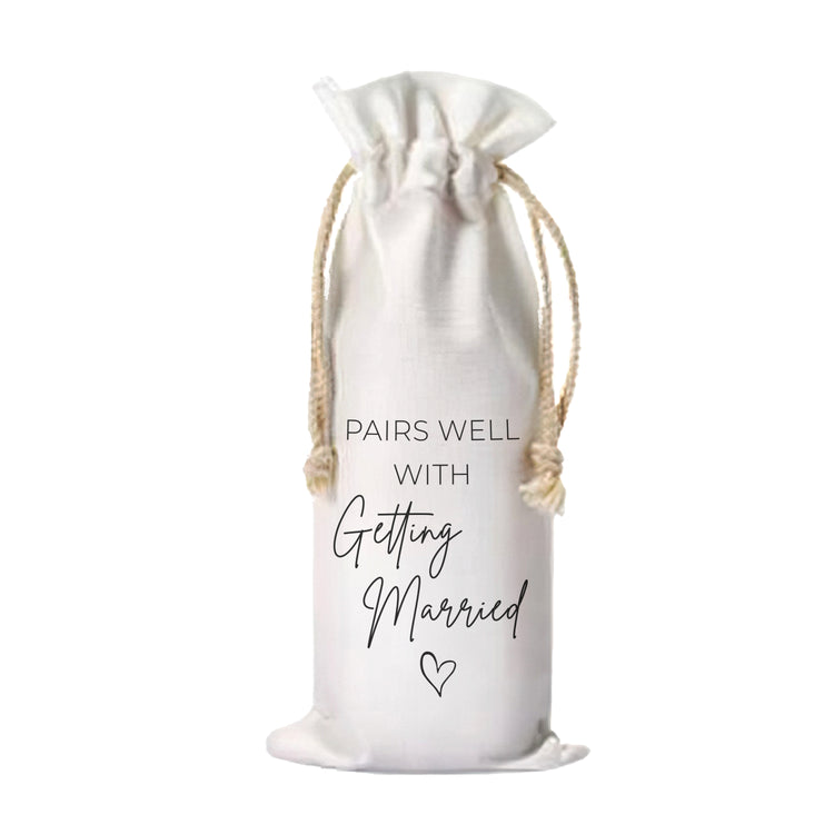 Pairs Well with Getting Married Canvas Wine Bottle Bag