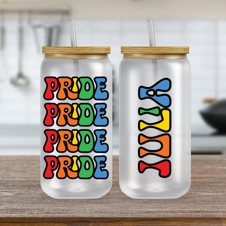 Personalized Rainbow Frosted Glass Can