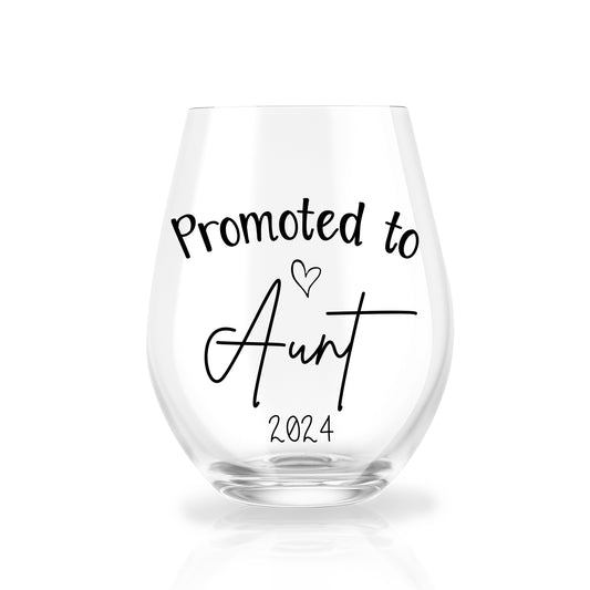 Promoted to Aunt Personalized Wine Glass