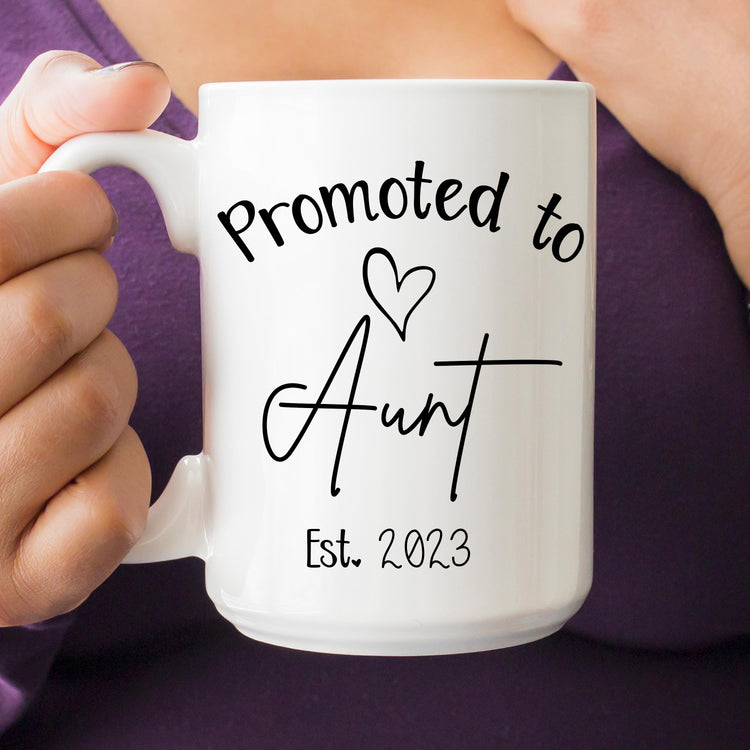 Promoted to Auntie (Or Uncle) Mug- Personalized Birth Announcement Gift